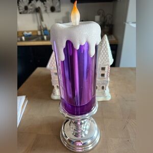 Purple and Silver LED Flameless Candle